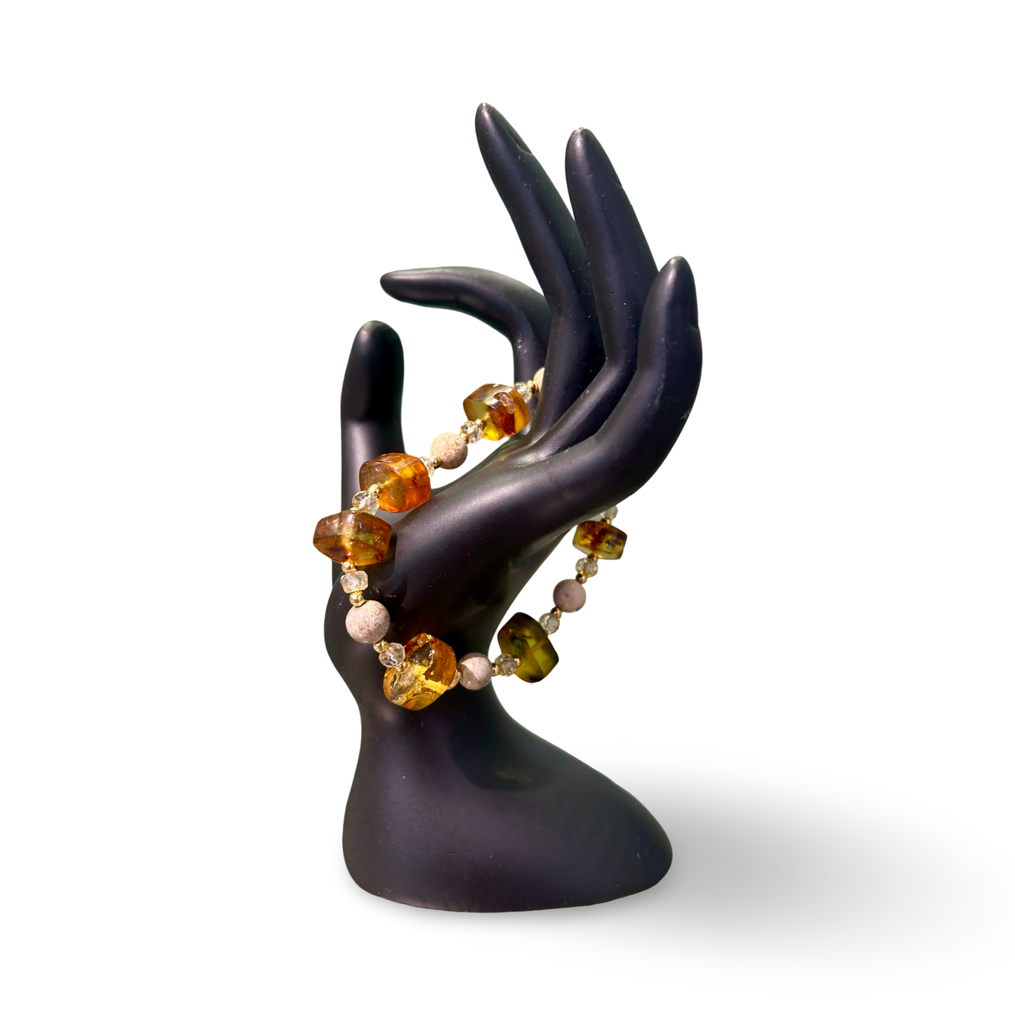 Amber & Picture Jasper Bracelet – 8mm