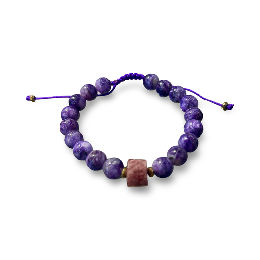 Charoite Adjustable String Bracelet – 8mm Beads