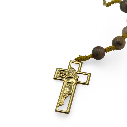 Sagenite & Jade Rosary – 8mm Beads, 18”