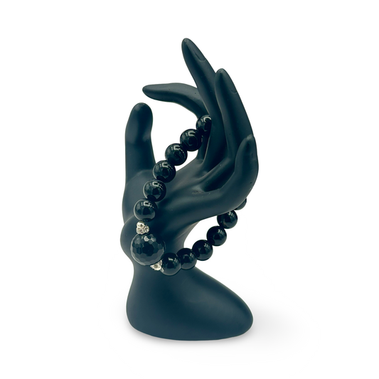 Black Sardonyx Elastic Bracelet | 10mm Beads | Handmade Gemstone Jewelry