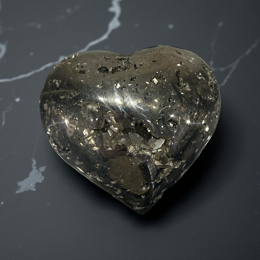 Pyrite Heart Carving