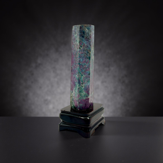 Ruby Zoisite Tower on Stand – 421g | 6” x 2.3” | Natural Gemstone from Tanzania