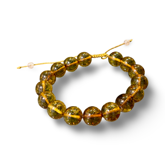 Amber Adjustable String Bracelet – 12mm Beads