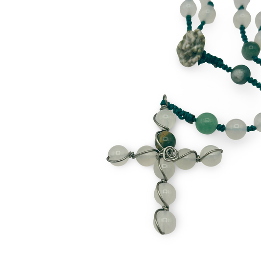 White Agate Rosary – 8mm Beads, 18”