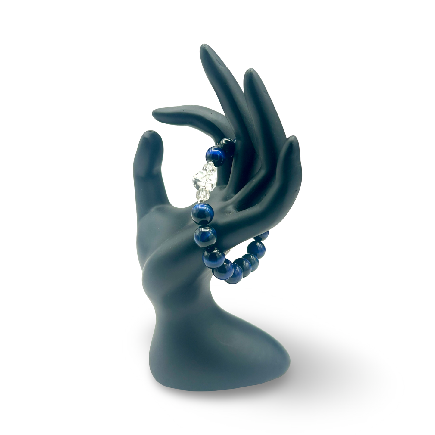 Blue Tiger’s Eye & Quartz Elastic Bracelet – 10mm