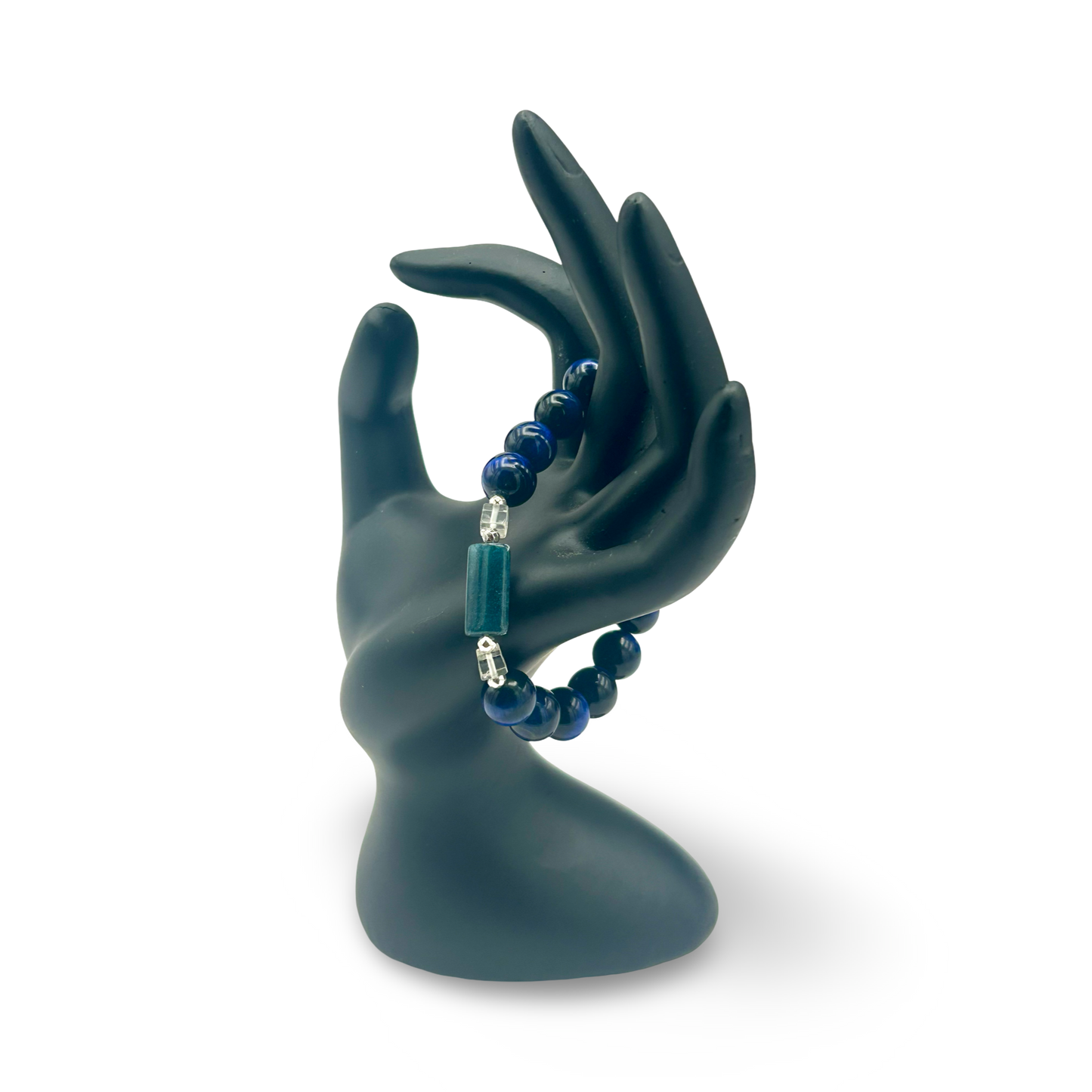 Blue Tiger’s Eye, Blue Apatite & Quartz Elastic Bracelet – 10mm