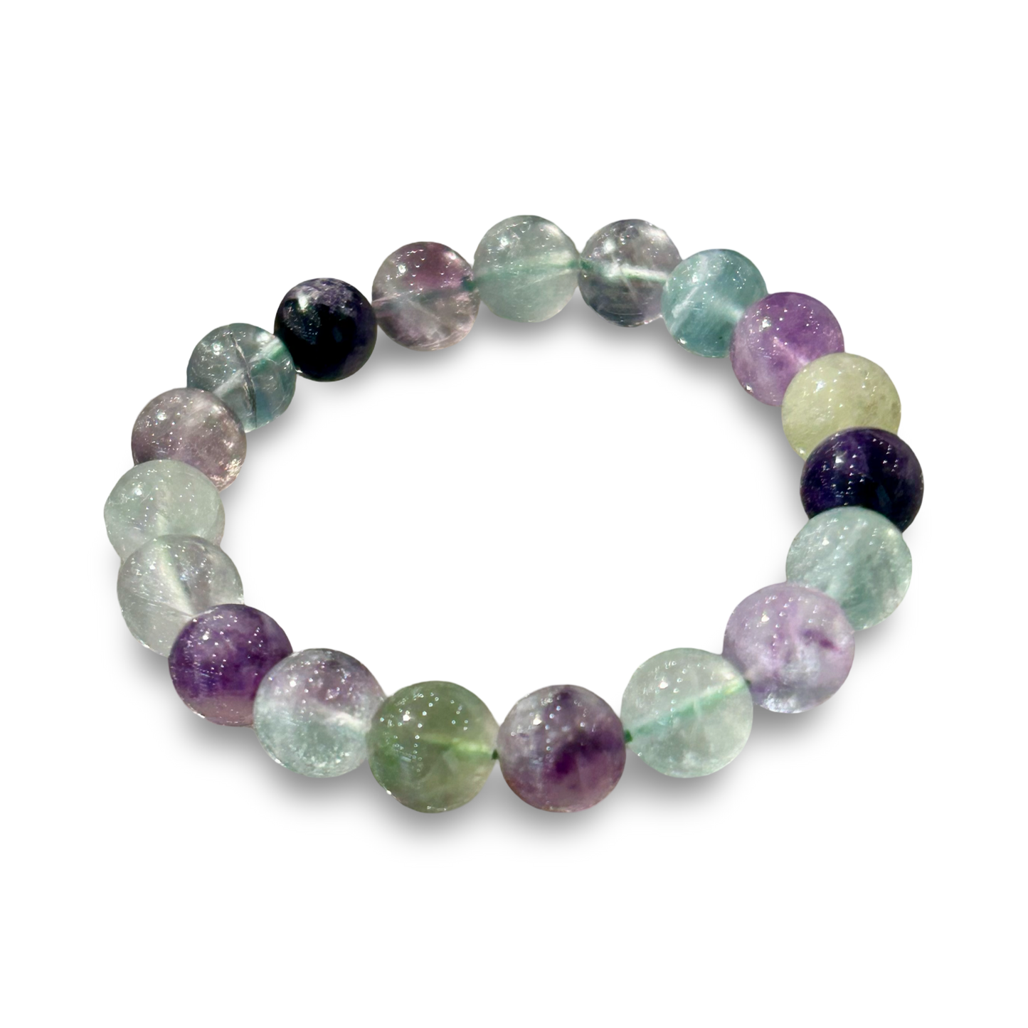 Rainbow Fluorite Elastic Bracelet – 10mm Beads
