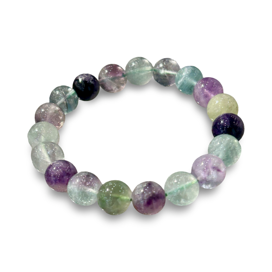 Rainbow Fluorite Elastic Bracelet – 10mm Beads