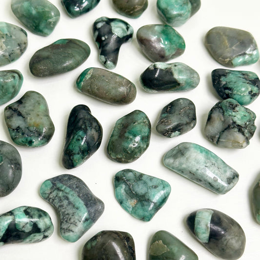 Emerald Tumbled Stones from Bahia, Brazil - Extra Quality | Wholesale Tumbled Stones