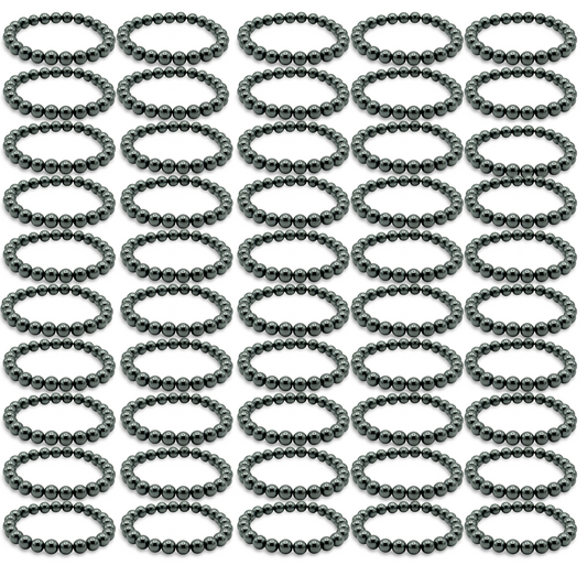 Wholesale Hematite Bracelets, 8mm Hematite Beaded Bracelet, Stretch Nylon