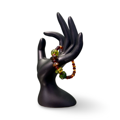 Amber & Coral Elastic Bracelet – 4mm