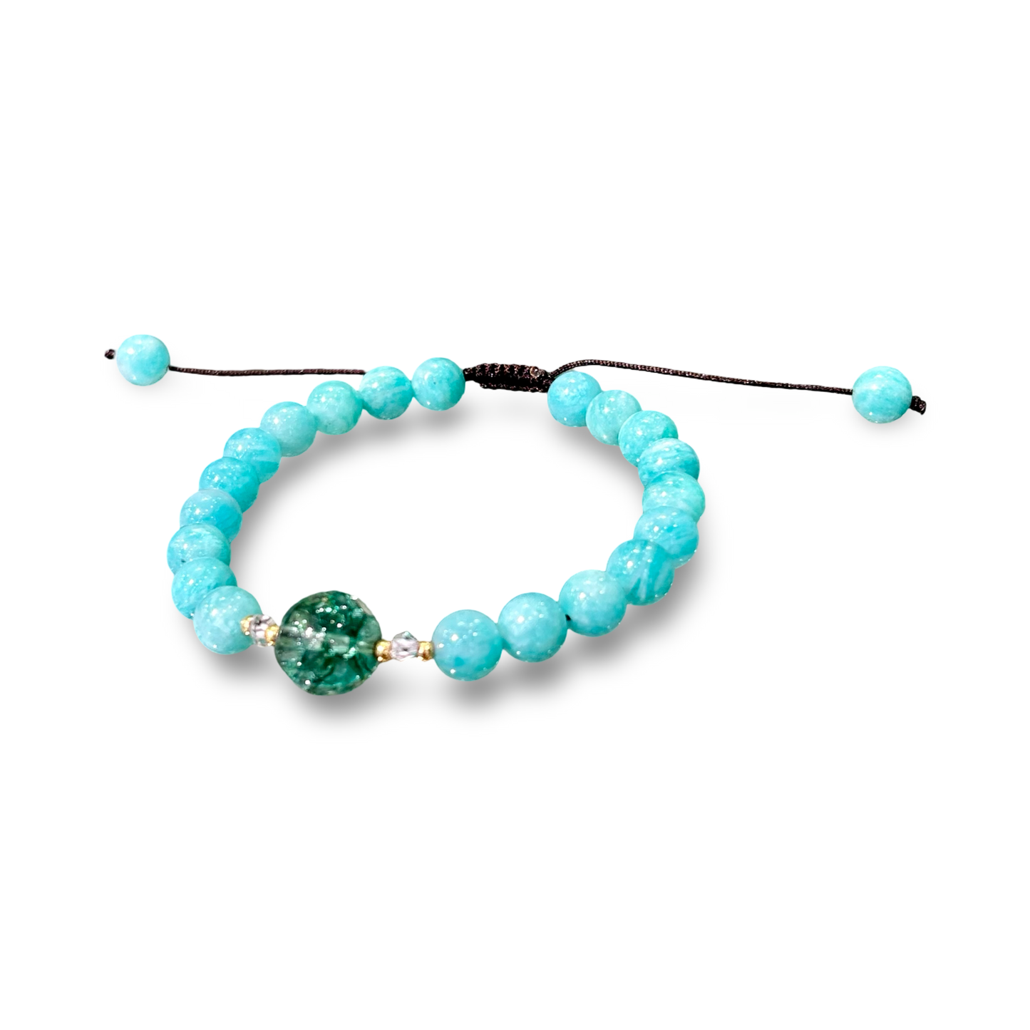 Amazonite with Dyed Quartz Adjustable Bracelet – 8mm Beads