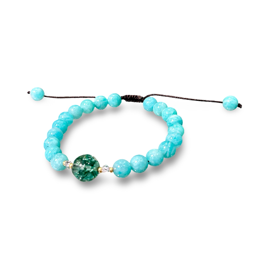 Amazonite with Dyed Quartz Adjustable Bracelet – 8mm Beads