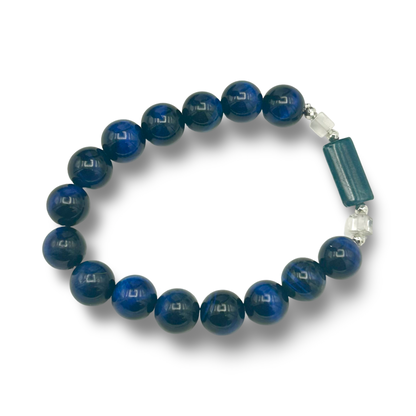 Blue Tiger’s Eye, Blue Apatite & Quartz Elastic Bracelet – 10mm
