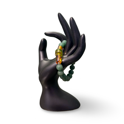 Green Aventurine & Amber Elastic Bracelet – 10mm