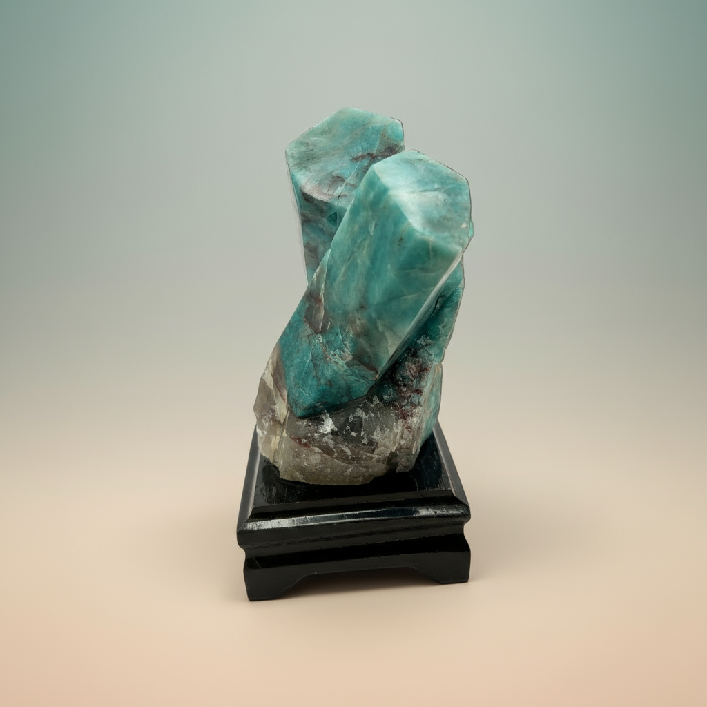 Amazonite Statue on Stand – 1324g | 6” x 4” | Natural Gemstone Sculpture from Brazil