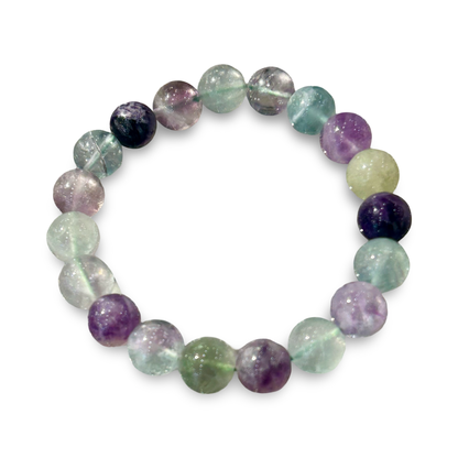 Rainbow Fluorite Elastic Bracelet – 10mm Beads