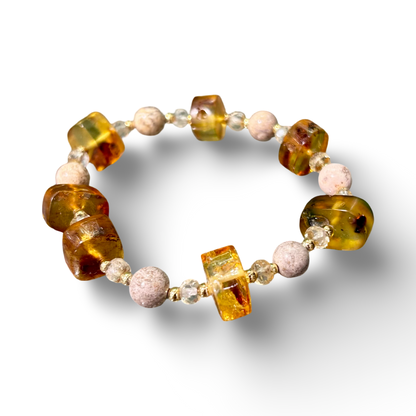 Amber & Picture Jasper Bracelet – 8mm