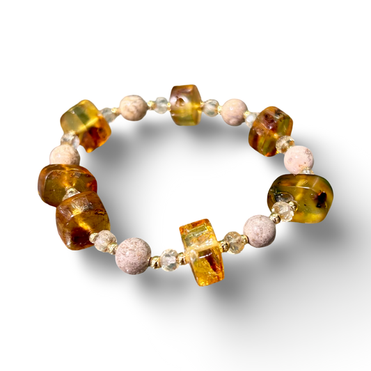Amber & Picture Jasper Bracelet – 8mm