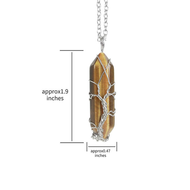 Natural Raw Gemstone Crystal Hexagonal Prism Necklace