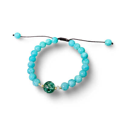 Amazonite with Dyed Quartz Adjustable Bracelet – 8mm Beads