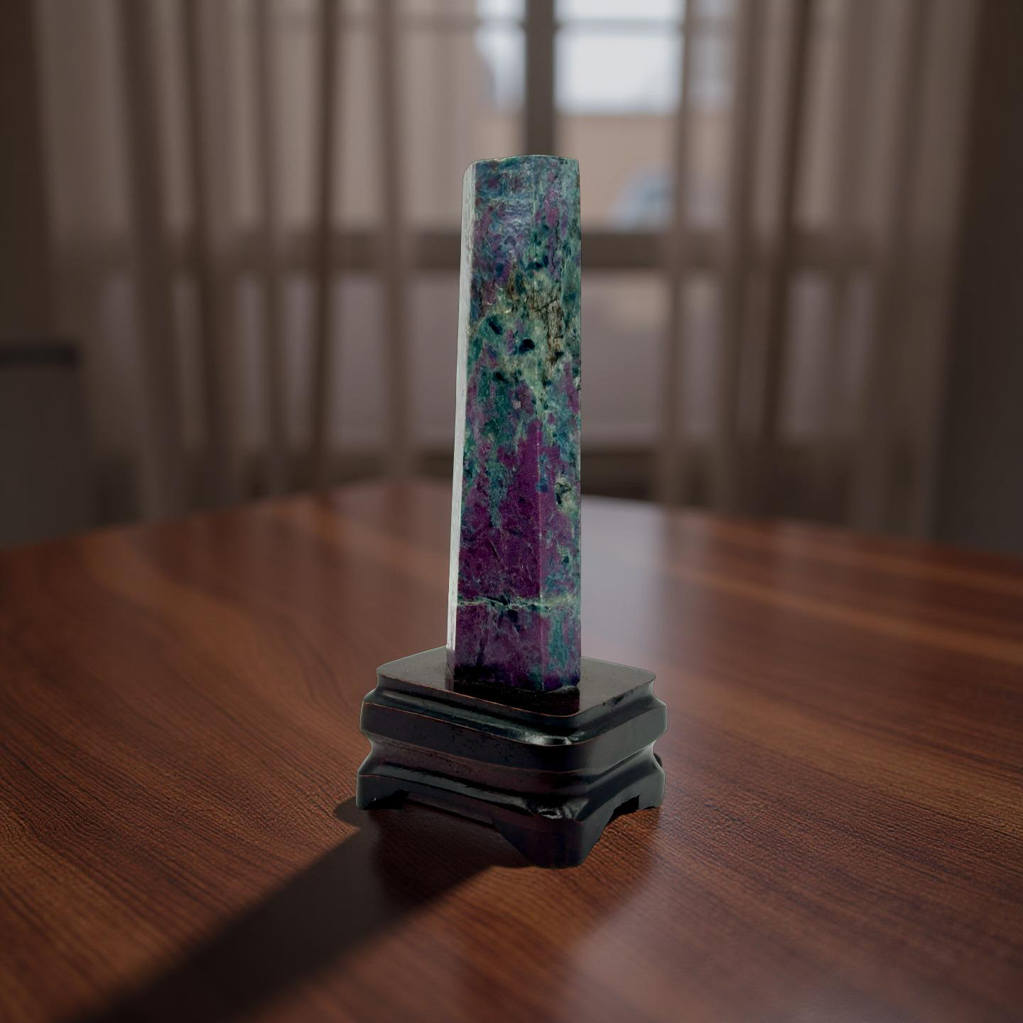 Ruby Zoisite Tower on Stand – 421g | 6” x 2.3” | Natural Gemstone from Tanzania