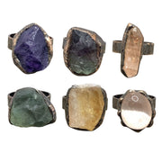 Retro Natural Raw Gemstone Unshaped Open Ring