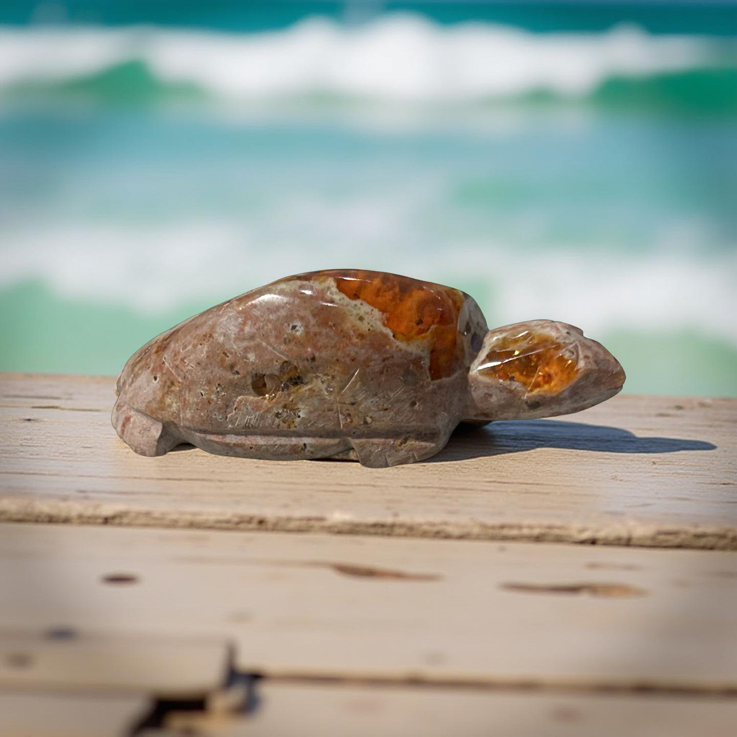 Fire Opal Turtle Figurine – 35g, 2.5” x 2”