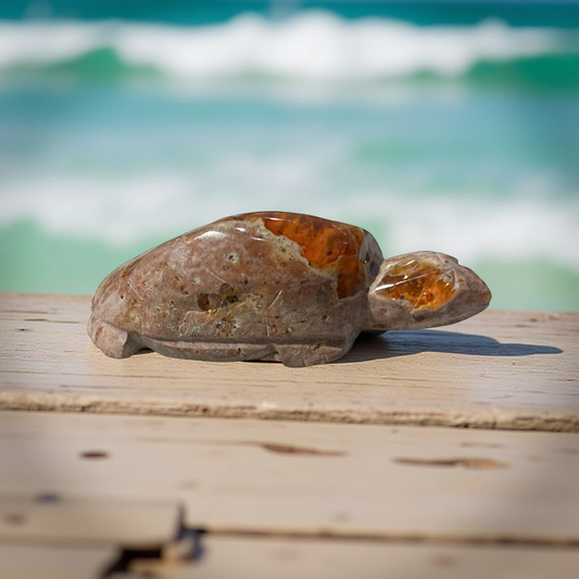 Fire Opal Turtle Figurine – 35g, 2.5” x 2”