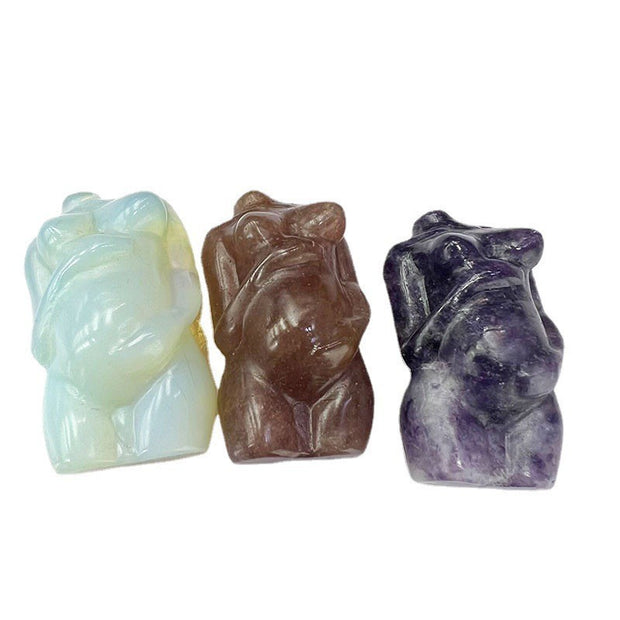 Natural Raw Gemstone Carved Pregnant Female Model Decoration Crystal Crafts Home Decoration