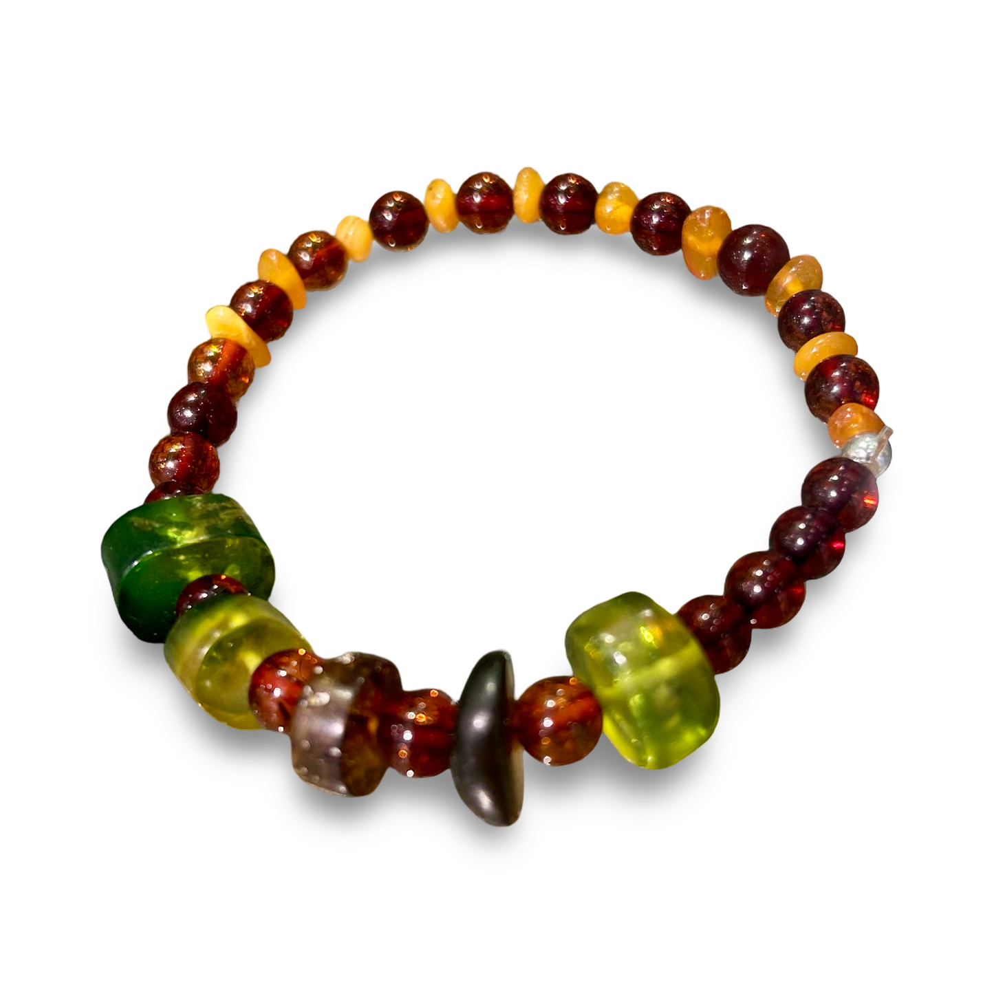 Amber & Coral Elastic Bracelet – 4mm