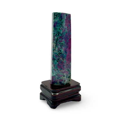 Ruby Zoisite Tower on Stand – 421g | 6” x 2.3” | Natural Gemstone from Tanzania
