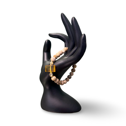 Amber & Picture Jasper Bracelet – 8mm –