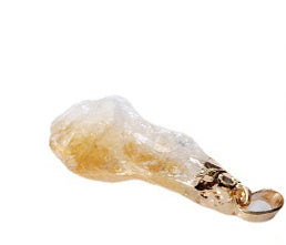 Irregular Natural Brazil Citrine Silver Edge Gold Plated Head Natural Raw Gemstone Necklace Pendant