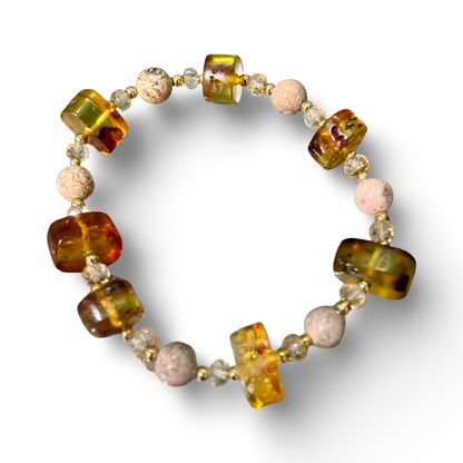 Amber & Picture Jasper Bracelet – 8mm