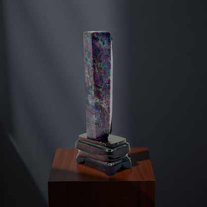 Ruby Zoisite Tower on Stand – 279g | 6” x 2” | Natural Gemstone Crystal from Tanzania