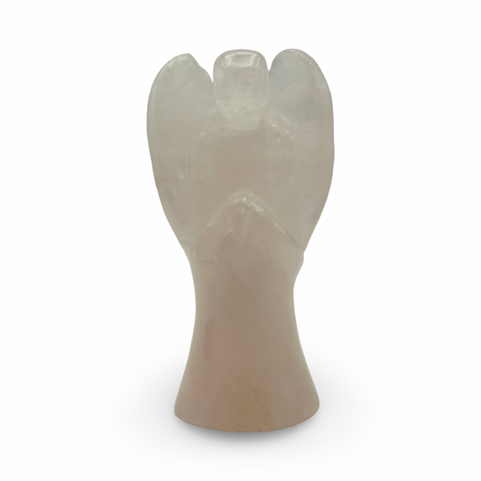 Rose Quartz Angel – 589g | 6” x 3.5” | Hand-Carved Natural Crystal Guardian