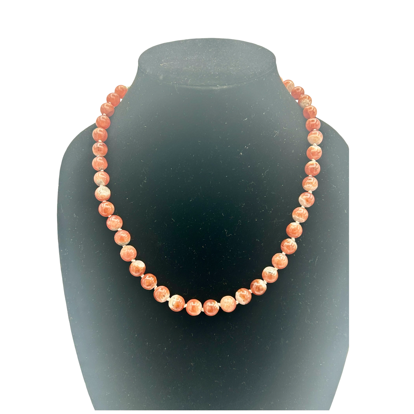 Rhodochrosite Necklace 10mm Beads with Sterling Silver | 20 Inches | Handmade Gemstone Jewelry