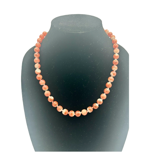 Rhodochrosite Necklace 10mm Beads with Sterling Silver | 20 Inches | Handmade Gemstone Jewelry