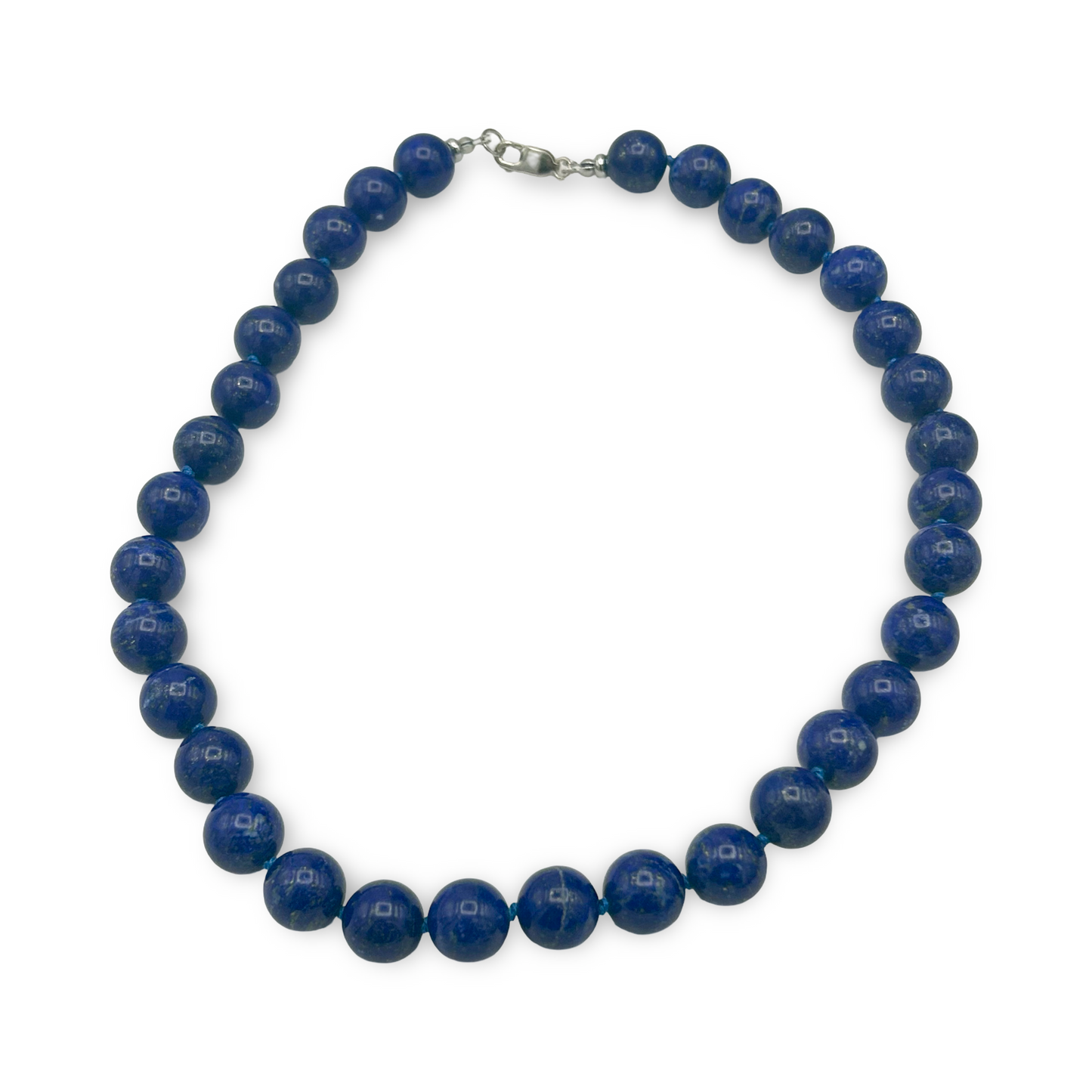 Lapis Lazuli Necklace 12mm Beads with 925 Sterling Silver | 18 Inches | Handmade Gemstone Jewelry