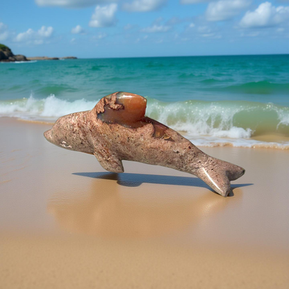 Fire Opal Dolphin Figurine – 10g, 2” x 1.5”