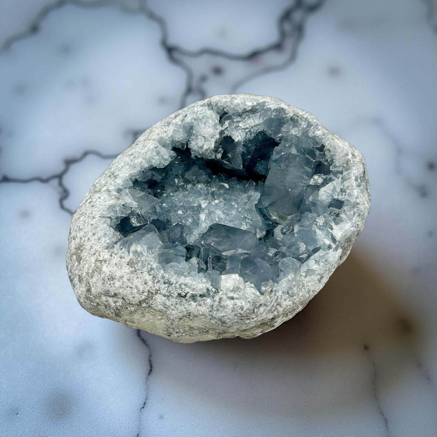 Celestite Geode – 6.95kg | 9” x 5” | Natural Blue Crystal Cluster from Madagascar