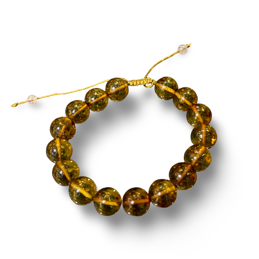 Amber Adjustable String Bracelet – 12mm Beads