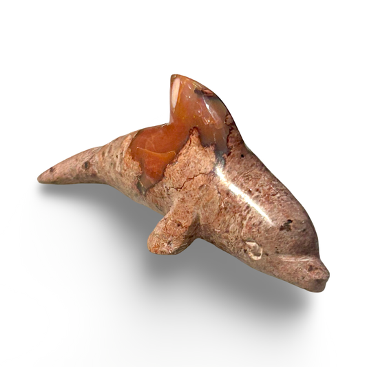 Fire Opal Dolphin Figurine – 10g, 2” x 1.5”