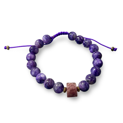 Charoite Adjustable String Bracelet – 8mm Beads