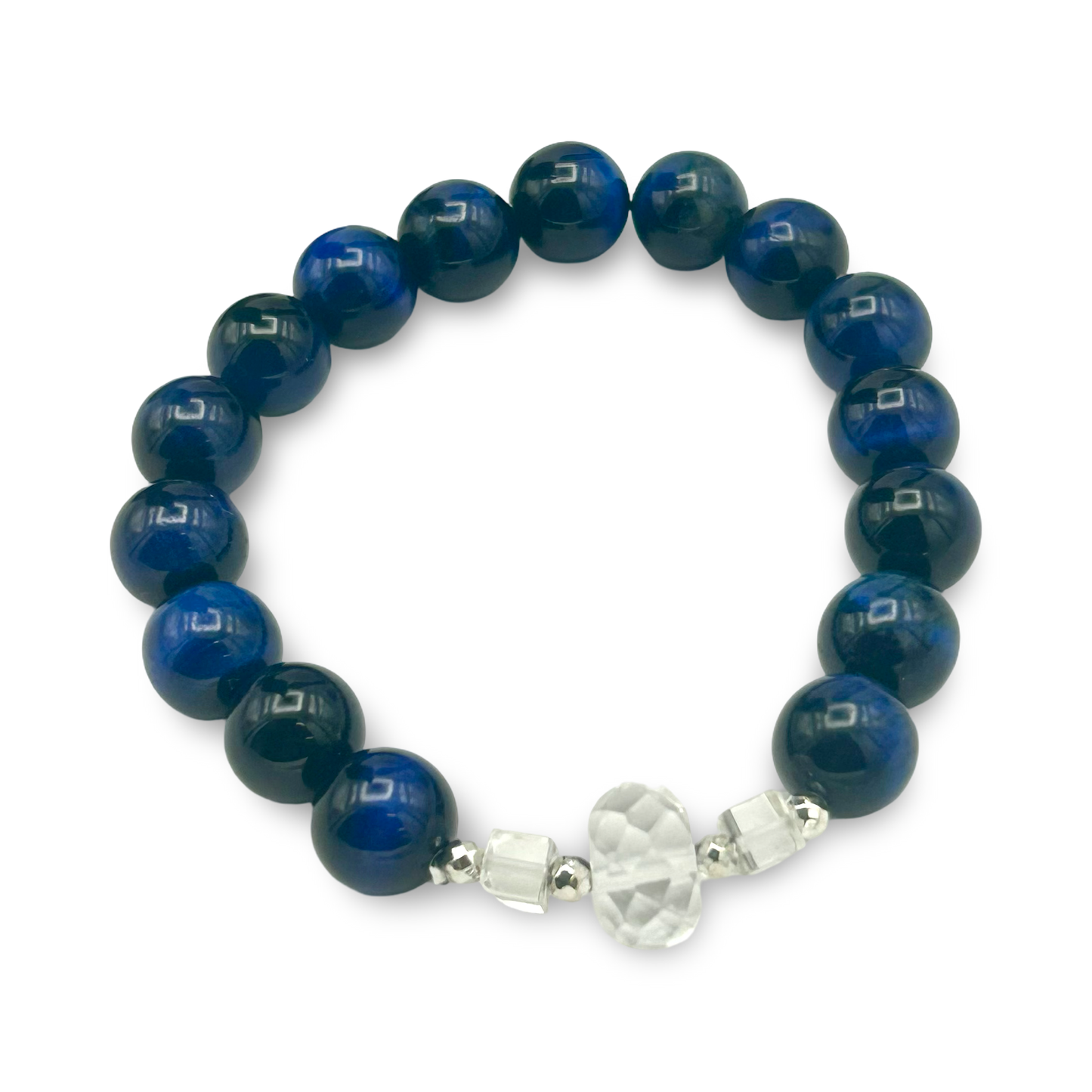 Blue Tiger’s Eye & Quartz Elastic Bracelet – 10mm