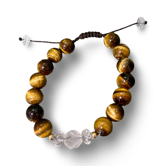 Tiger’s Eye with Quartz Bracelet- 10 mm beads | Adjustable size