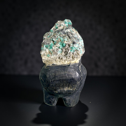 Colombian Emerald Gorilla Carving With Pyrite