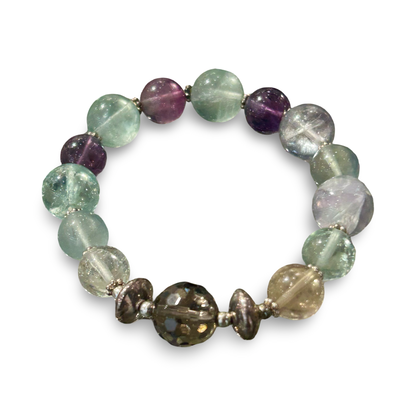 Rainbow Fluorite Elastic Bracelet – 10mm Beads