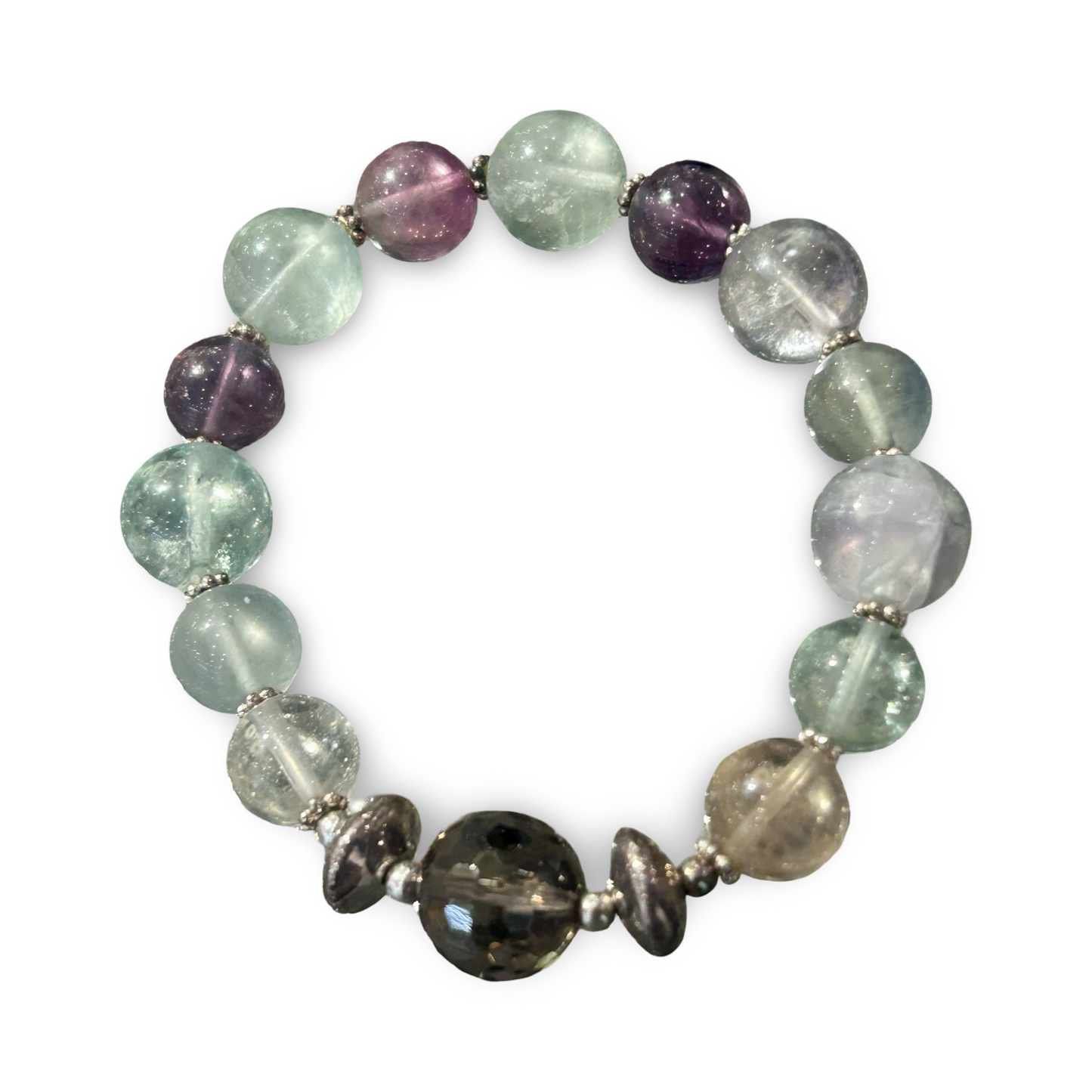 Rainbow Fluorite Elastic Bracelet – 10mm Beads